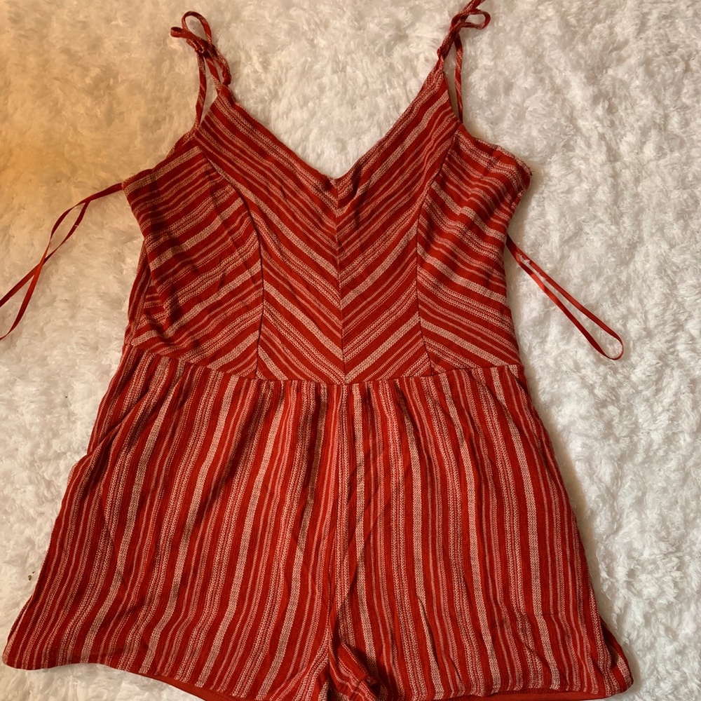 Red and white stripped romper